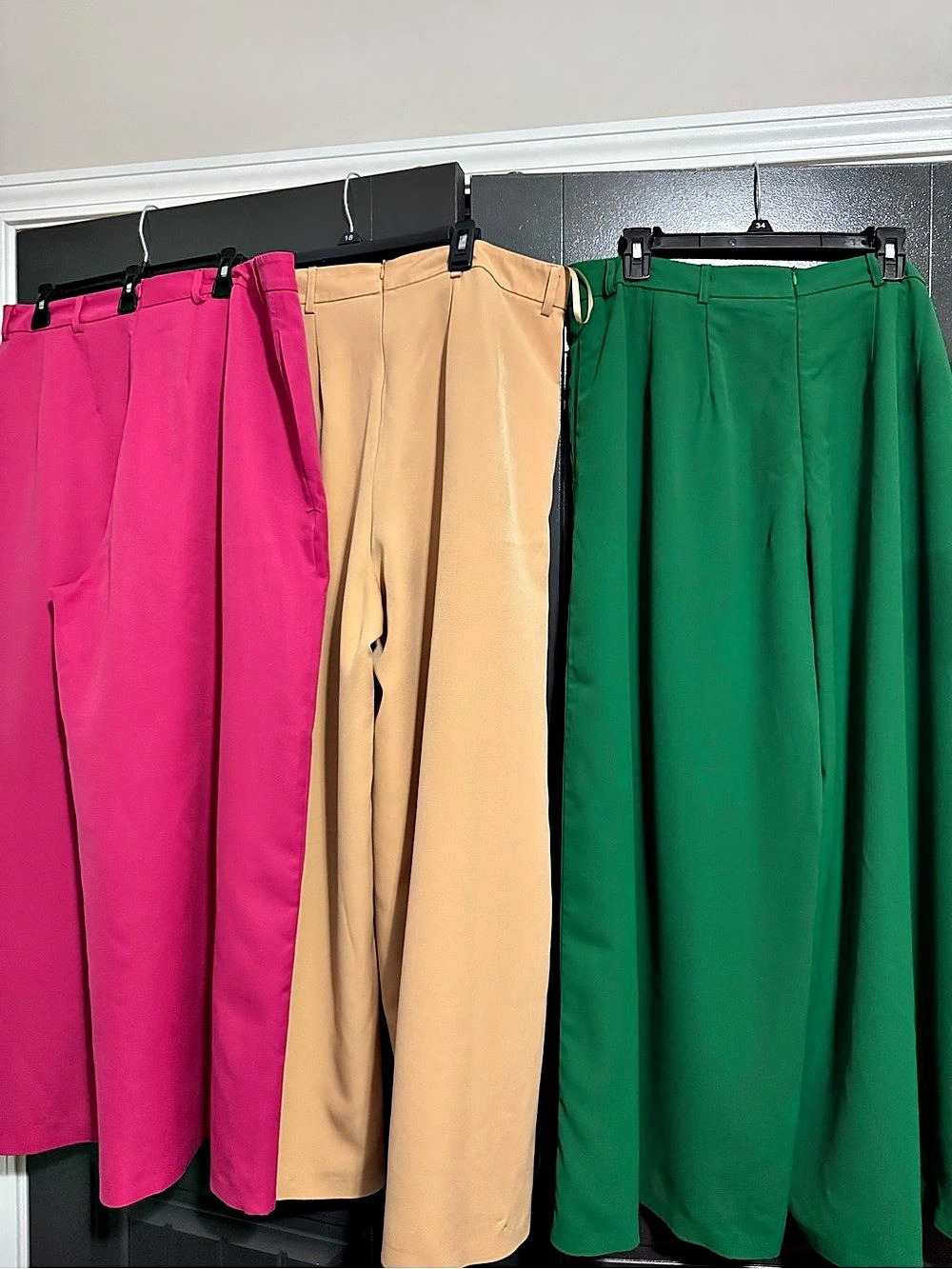 Double Crazy Wide Leg Pants in Pink,Green, & tan
